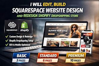 build squarspace design drag and drop website design redesign dropshipping store