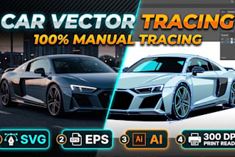draw a clean vector tracing car, vehicle illustration, car wrapping and line art