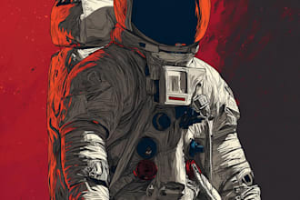 design a astronaut illustration for branding, merch