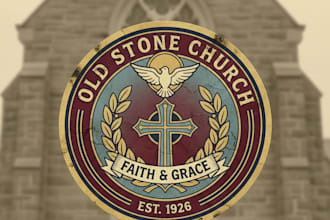 design a vintage religious logo with classic sacred elegance
