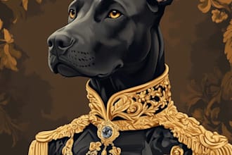 draw a cute pet, cat, dog portrait