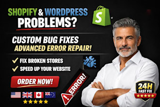 shopify bug fix custom theme wordpress website issue and fix shopify store error