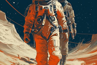 design custom astronaut illustrations for merch and branding