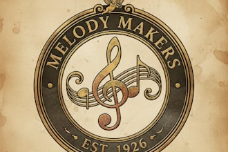 design a vintage musical note logo with classic melodic elegance