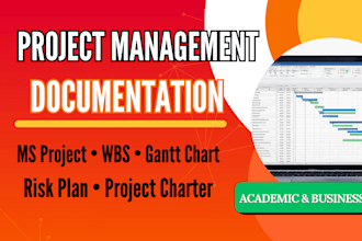 write ms project management report, wbs, gantt chart, risk and charter