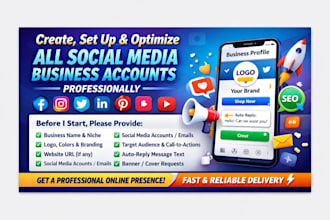 create facebookshop setup and optimize all socialmedia accounts professionally