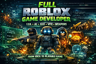 be your full roblox game developer, ai lua scripter, gui, vfx, ugc, and weapons