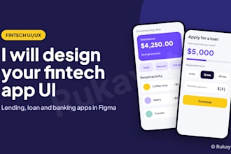 design modern fintech, lending, loan and banking app UI UX in figma