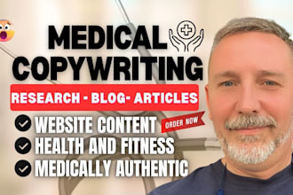 write medical copywriting, health copywriting, articles, website content