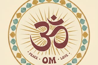 design a vintage om logo with classic spiritual elegance
