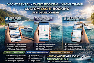 build yacht rental app, boat booking app, travel and tour app, charter app