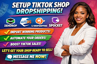 setup tiktok shop dropshipping integrate zendrop autods cjdropshipping spocket