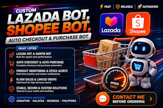 build lazada bot, shopee bot and custom auto checkout automation pokemon bot
