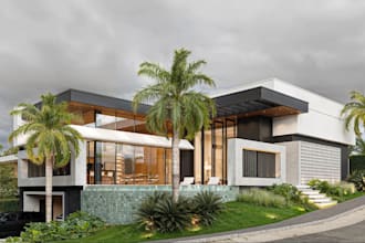 visualize 3d building exterior,modern apartment design,cgi house interior render