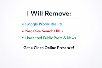 remove google profile results, negative search urls, unwanted public posts, news