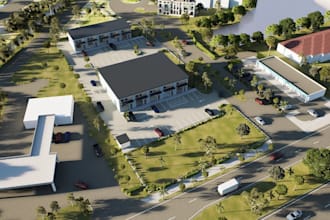 remodel architectural exterior design, site plan render, landscape visualization