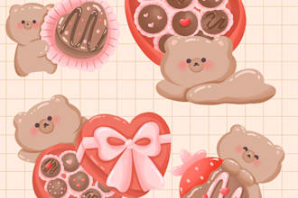 draw cute character for sticker,clipart or illustration