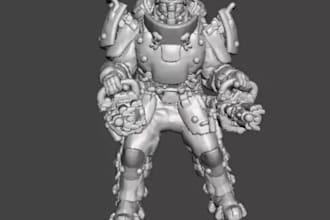 make 3d sci fi mech character,3d robotic character, 3d miniature figure, zbrush