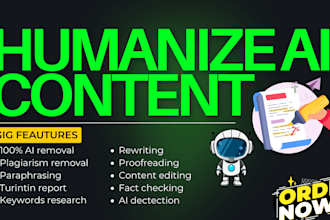 proofread and edit your english, german ai generated content humanize ai content