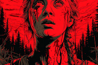 draw bloody horror illustration style