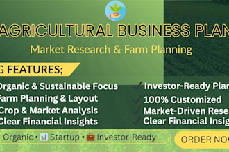 do agricultural business plan, market research and farm planning