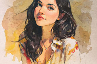 create unique watercolor character illustration