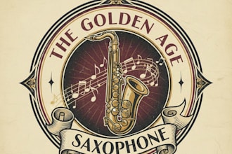 design a vintage saxophone logo with classic jazz elegance