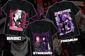 create unique anime t shirt design streetwear style