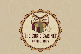 design a vintage gift box logo with classic festive charm
