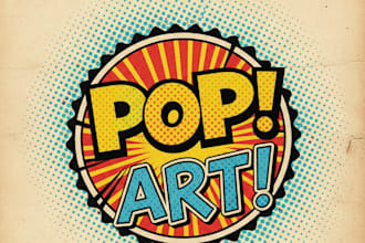design a vintage pop art logo with bold retro comic style