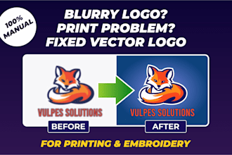 fix blurry logo and convert it to clean vector for print and embroidery