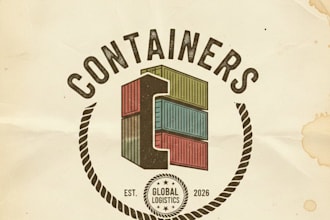 design a vintage containers logo with classic industrial charm