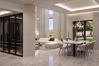 redesign 3d house interior, open layout design, apartment 360 vr tour rendering