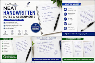 write neat handwritten notes and assignments in english