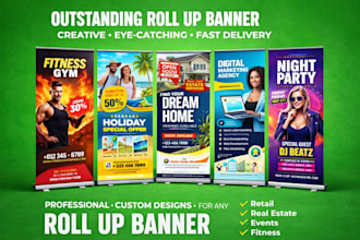 design outstanding roll up banner, retractable banner, pull up or roller banner