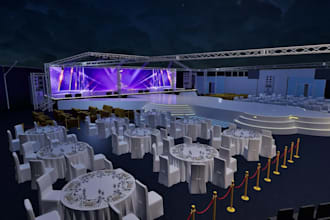 3d stage lightning design, 3d event stage design, 3d concert visualization