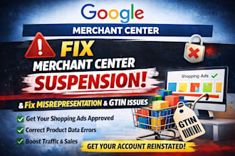 fix google merchant center suspension, misrepresentation and gtin issues