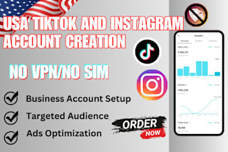 create USA tiktok account, USA instagram account, tiktok USA instagram account
