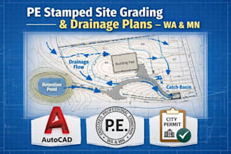 draw site grading or drainage civil plans with pe stamp washington and minnesota