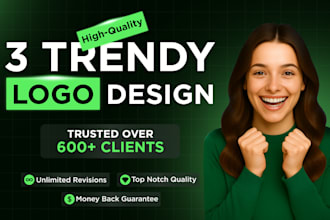 do 3 trendy logo design for your business in 12 hours