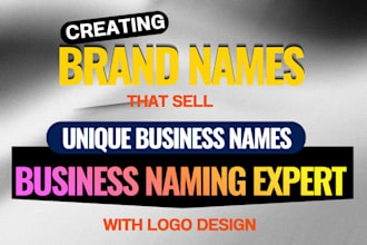 create unique business name, company name, brand name and logo
