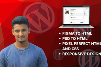 convert figma to HTML CSS, PSD to HTML with responsive design