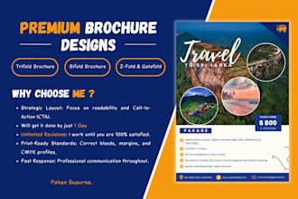 design a professional travel brochure, trifold, or tour flyer