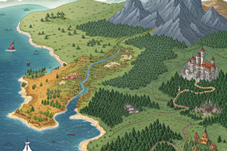 draw a fantasy map illustration