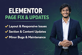 fix elementor layout issues and update page sections