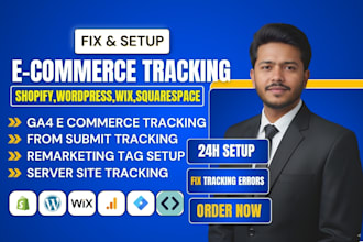 fix or setup ga4 ecommerce tracking for wordpress shopify wix squarespace drupal