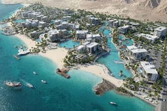 rebuild 3d luxury resort development, coaster real estate, master plan,d5 render