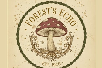draw professional vintage illustration mushroom logo