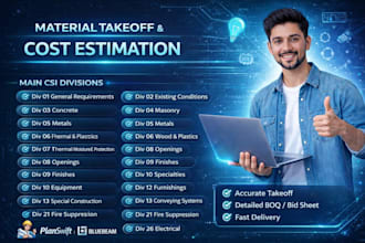 material take off, quantity take off and cost estimation