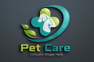 create a modern professional pet care, veterinary, dog and cat logo
